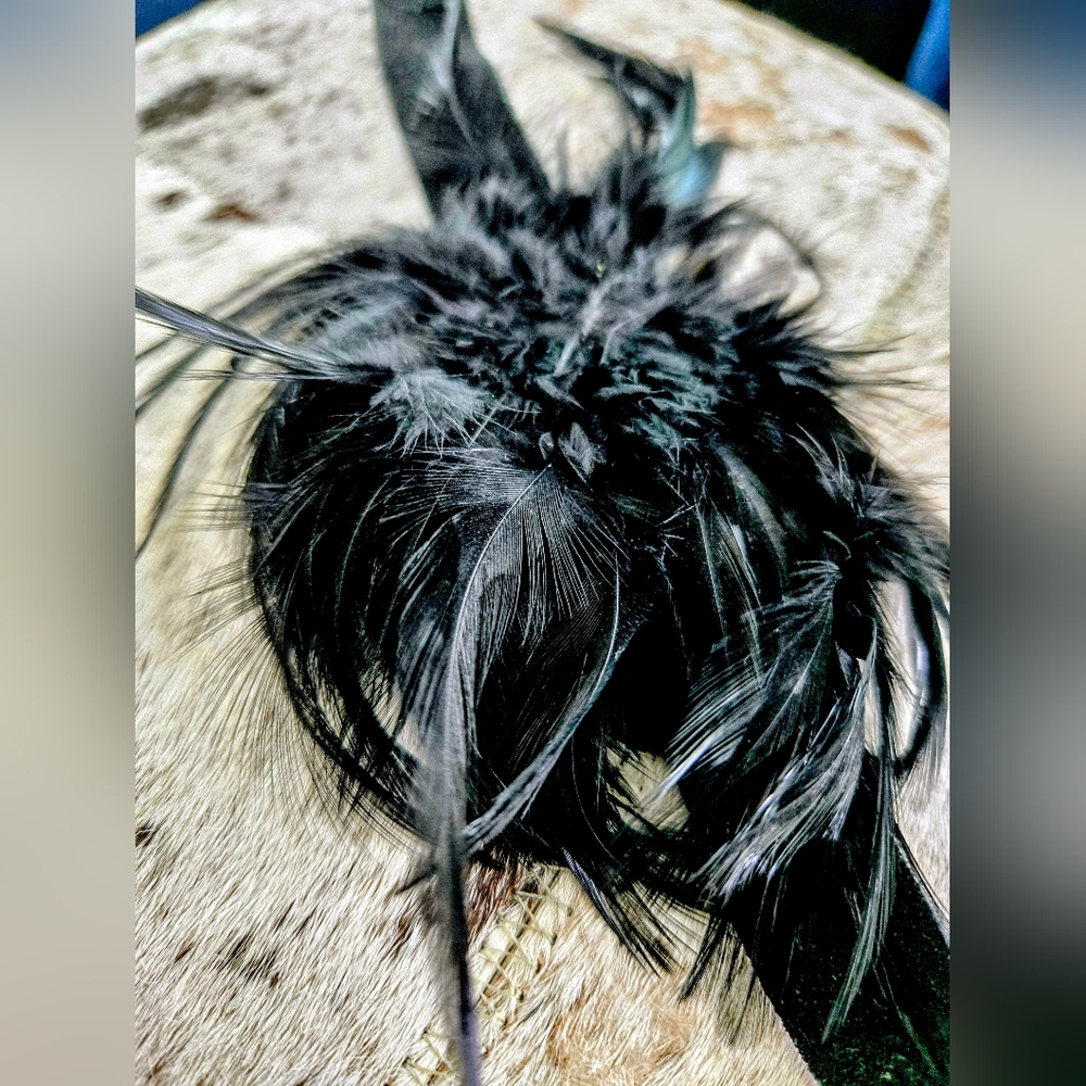 Elegant Black Feather & Rhinestones Choker - Picture 3 of 11